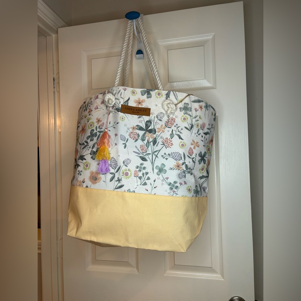 Laura Ashley Floral Tote Bag - Cream and Yellow NWT